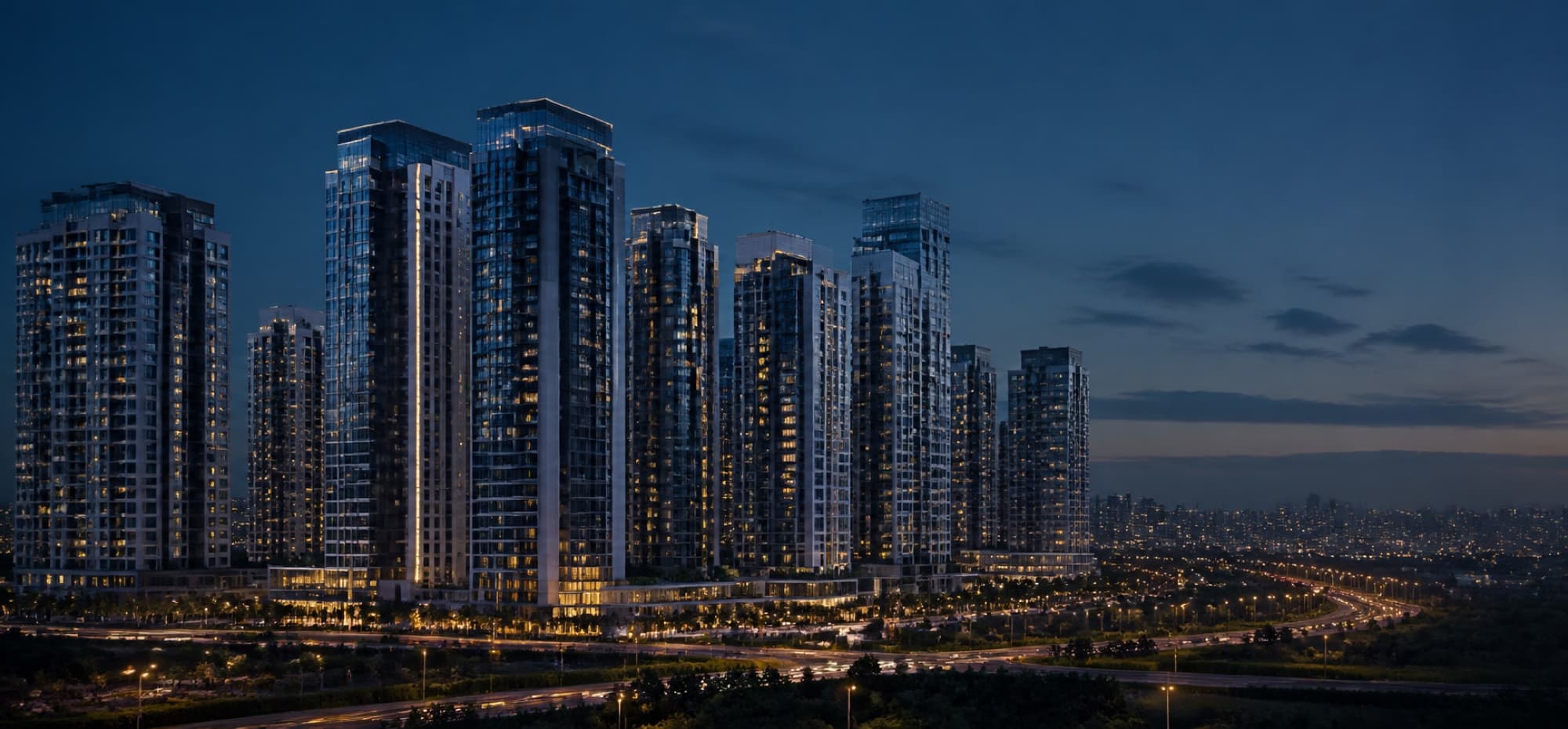 أفق أبراج استثمارية حديثة